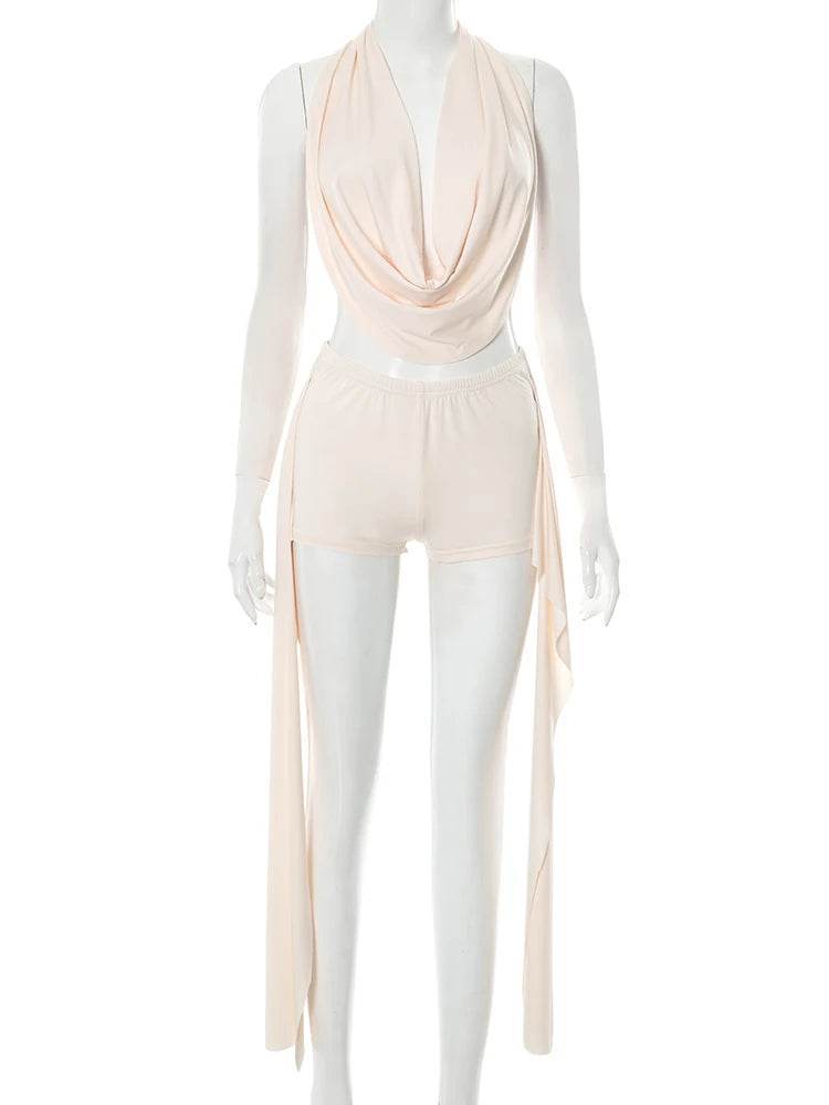 Weird Puss Women’s 2-Piece Halter Set - Sexy Clubwear with Shorts - Buy Center US