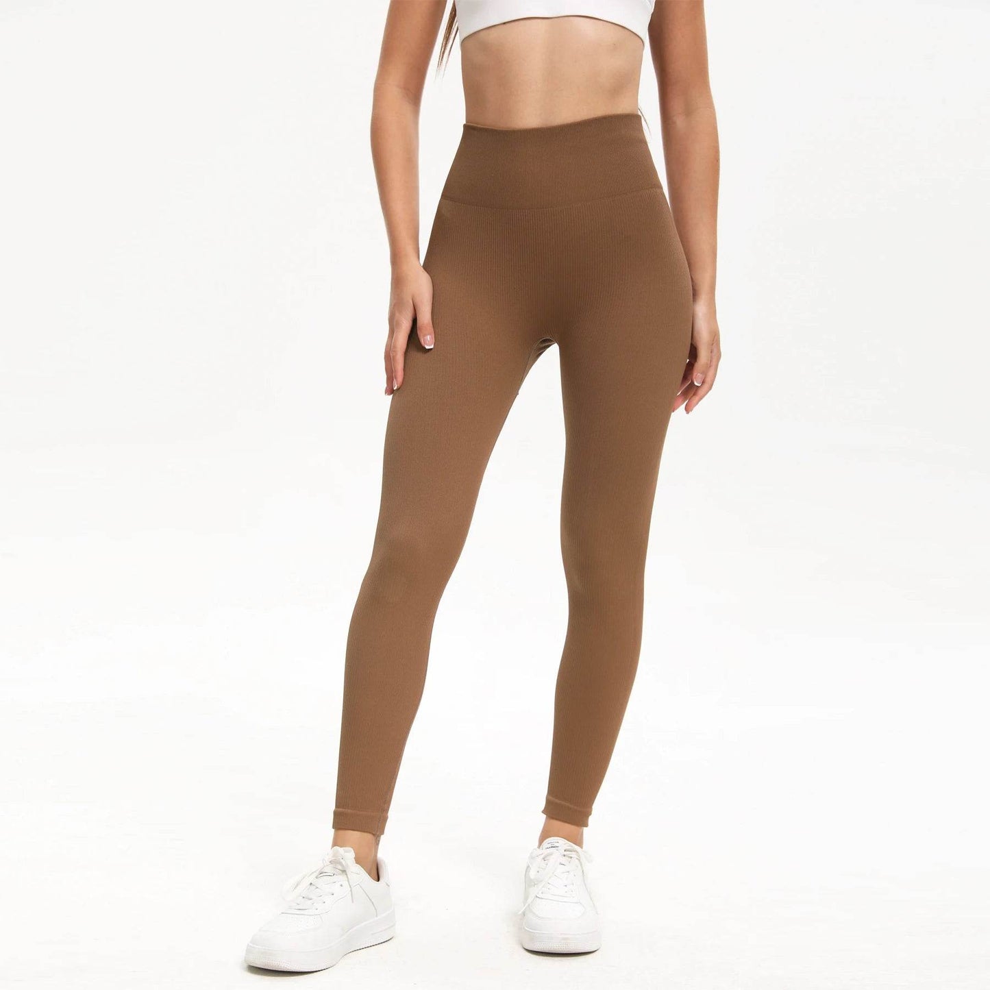 High Waist Ribbed Seamless Yoga Pants - Women's Gym Leggings - Buy Center US