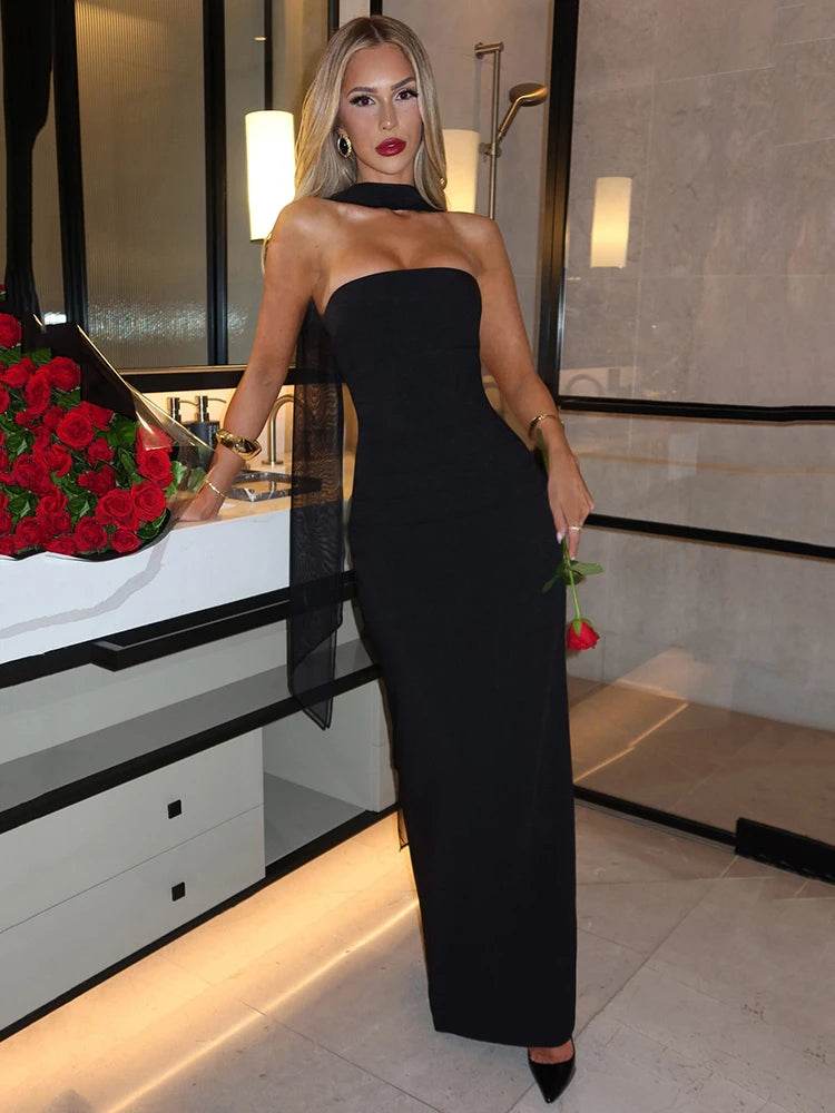 Mozision Strapless Maxi Dress - Sexy Bodycon Club Wear for Women - Buy Center US