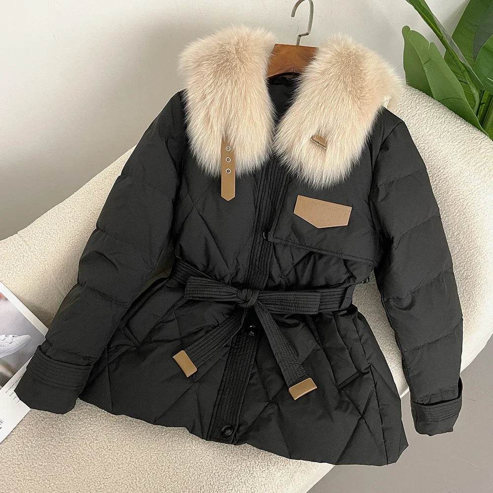 2024 Women’s Thick Down Jacket - Real Fur Collar for Warmth - Buy Center US