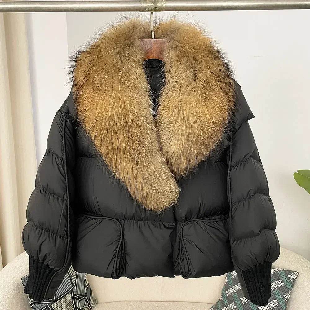 Women's Thick Warm Fox Fur Collar Coat - Casual Duck Down Jacket - Buy Center US