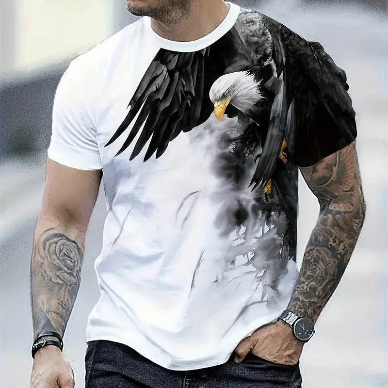 Retro Eagle 3D Print T-Shirt for Men - Casual Short Sleeve Tee - Buy Center US