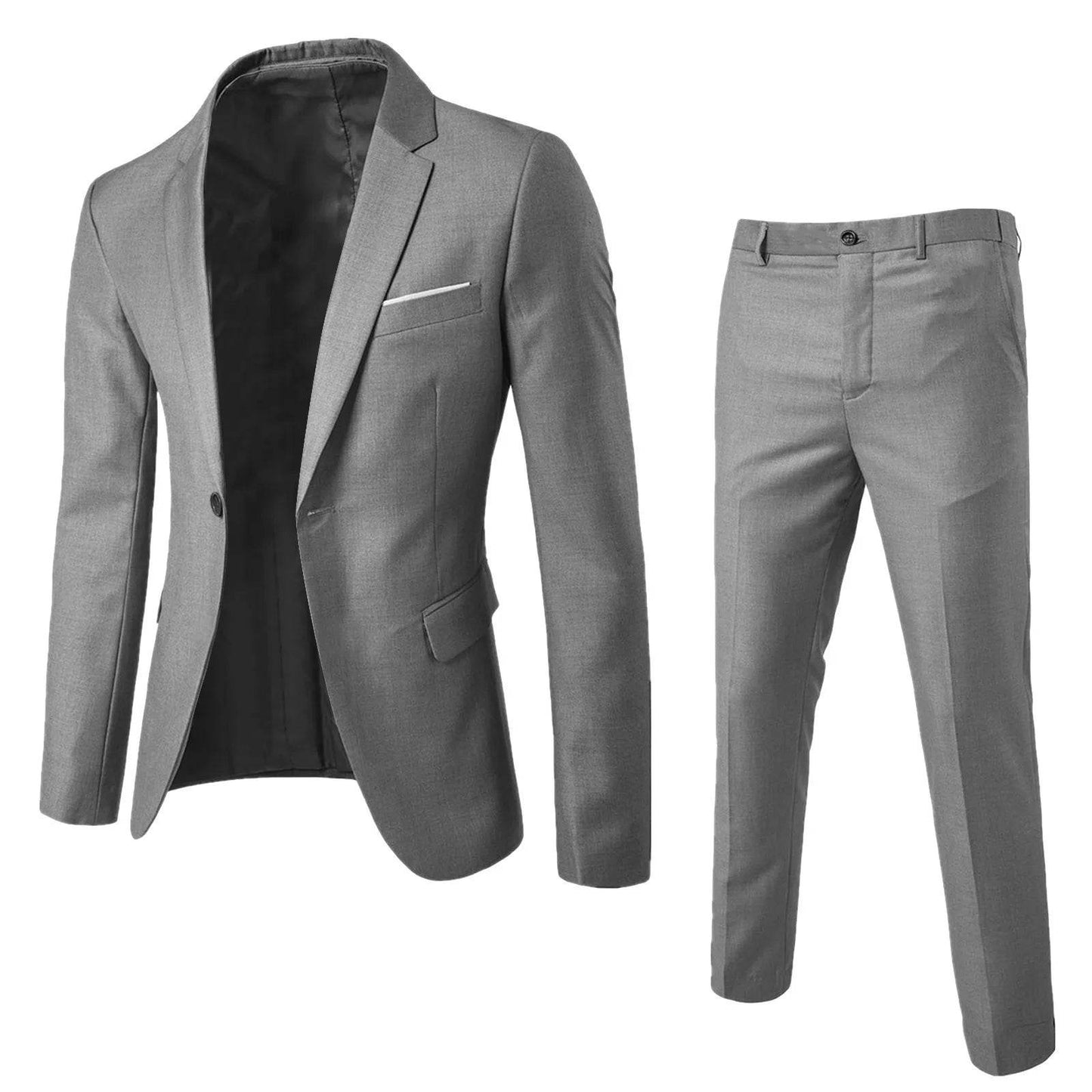 Wulend Men's Slim Fit Two-Piece Suit Set - Blazer & Long Pants - Buy Center US