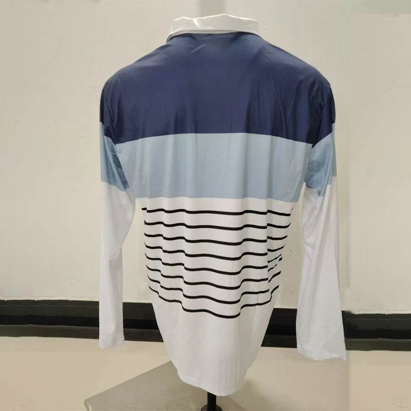 Men's Long Sleeve Stripe Polo Shirt - Casual Zipper Top for Spring - Buy Center US