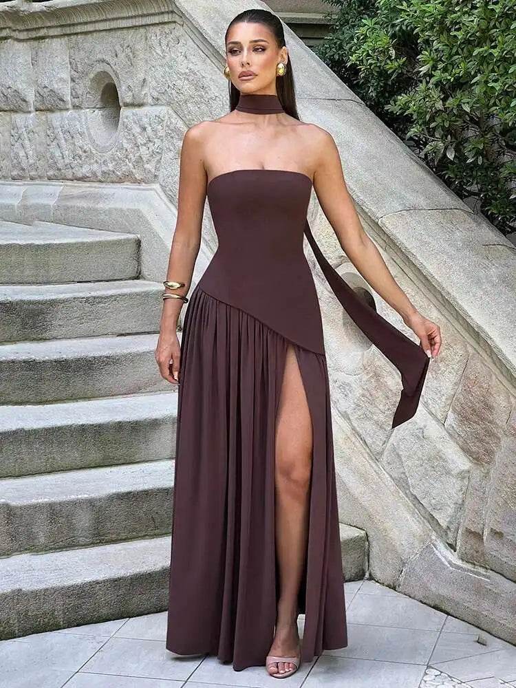 Mozision Strapless Off-Shoulder Maxi Dress - Sexy Club Party Gown - Buy Center US