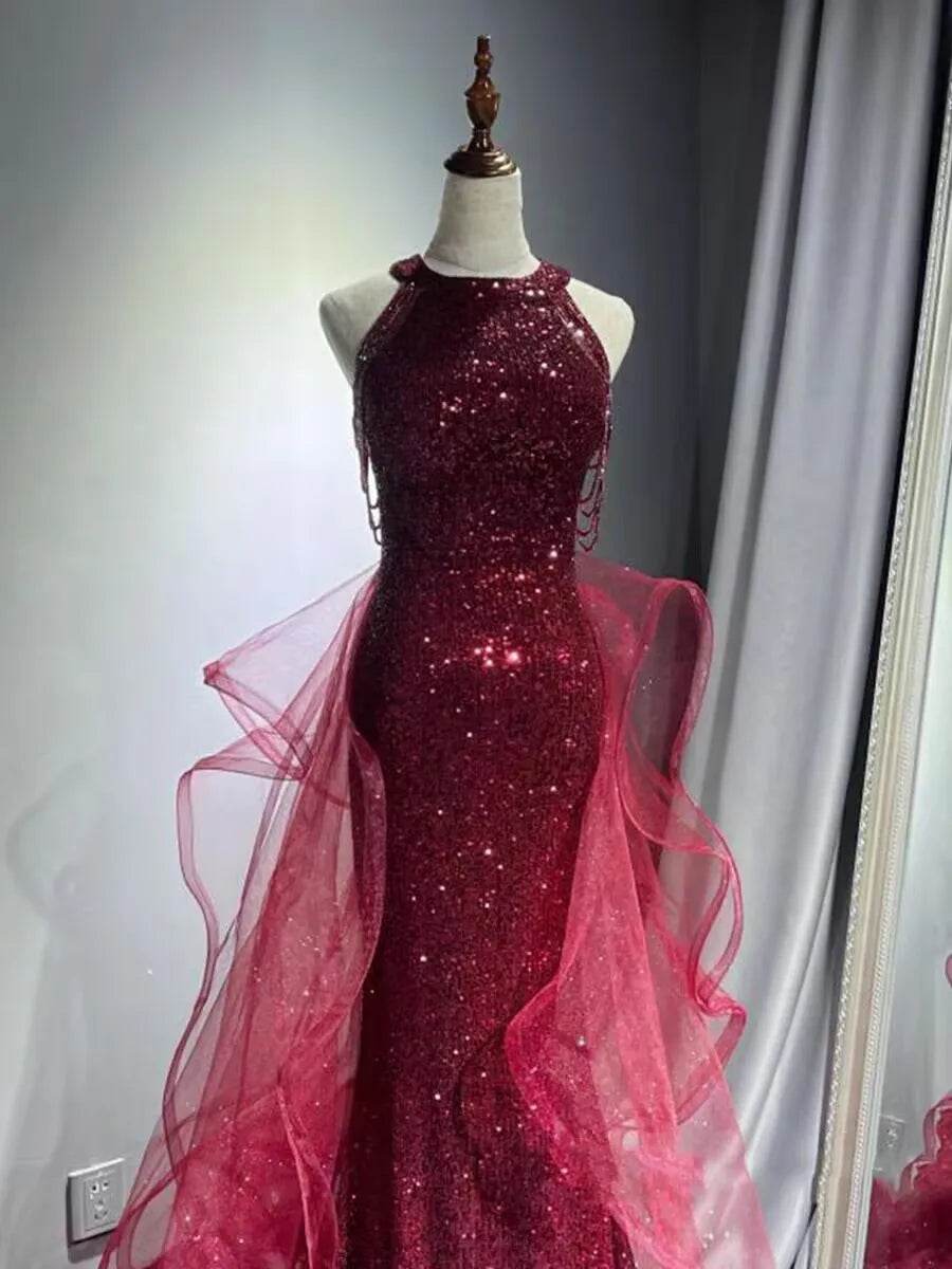 Jeheth Elegant Navy Blue Evening Dress - Customized Sweep Train Gown - Buy Center US