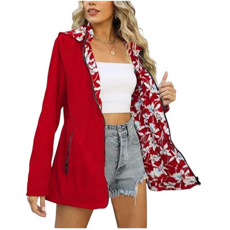 RVHS Women's Reversible Hooded Jacket - Casual Multicolour Coat S-2XL - Buy Center US