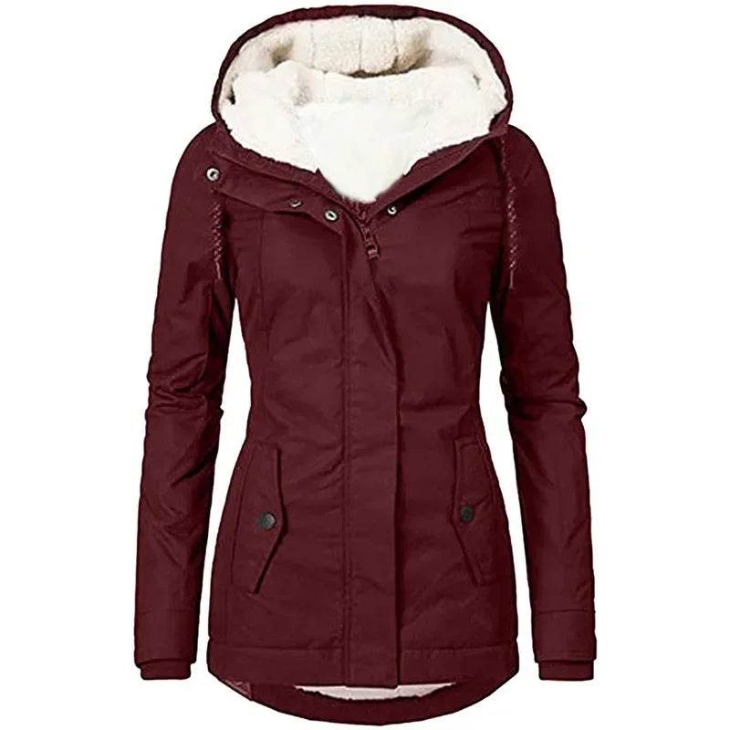 Kalenmos Women's Hooded Zipper Coat - Casual Thick Parka for Autumn - Buy Center US