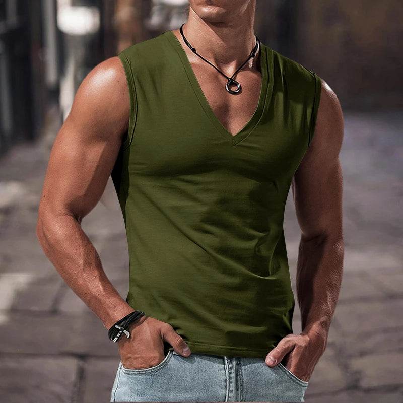 Men's Summer V-Neck Casual Tank Top - Breathable Sports Vest - Buy Center US