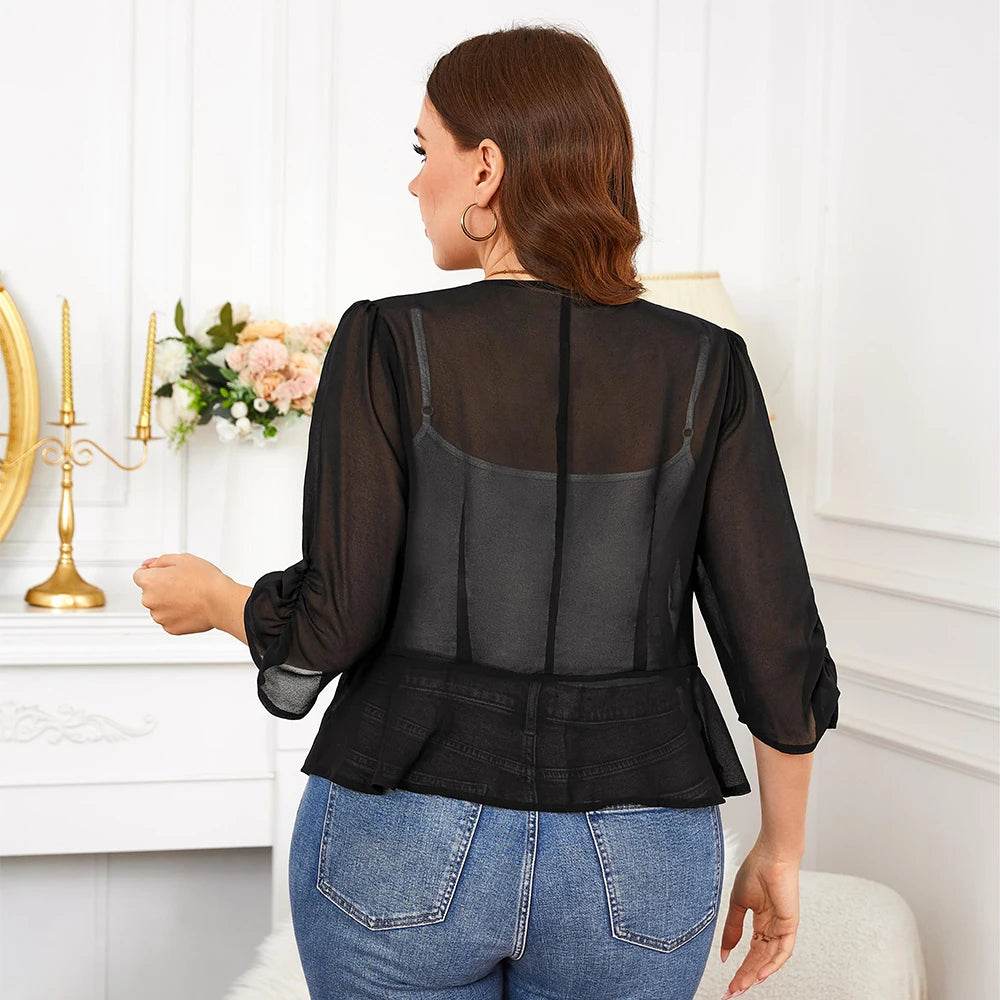 LAPA Plus Size Women's Short-Sleeved Cardigan - Casual Solid Top - Buy Center US