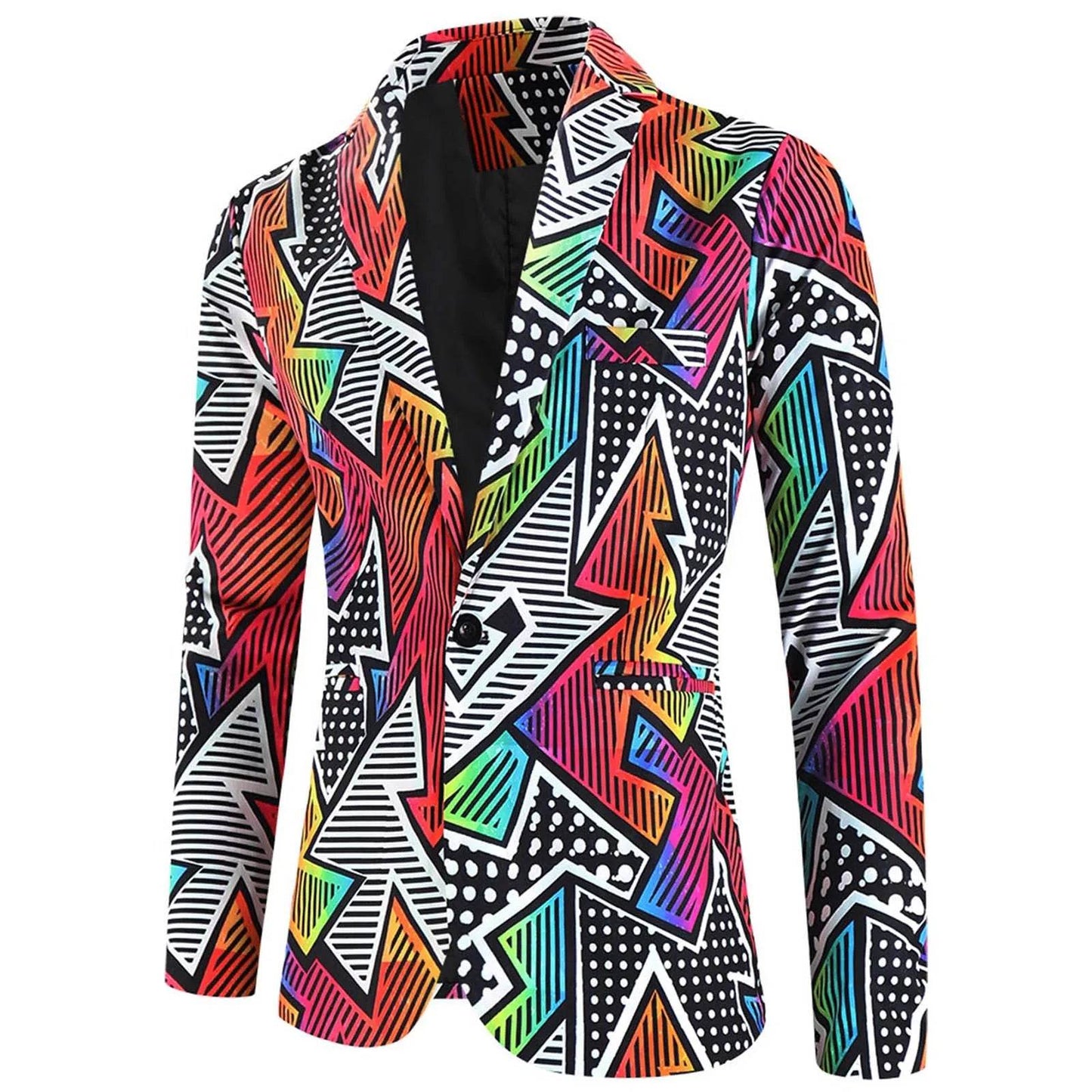 Casual Men's Blazer Jacket - Printed Long Sleeve Lapel Fashionwear - Buy Center US