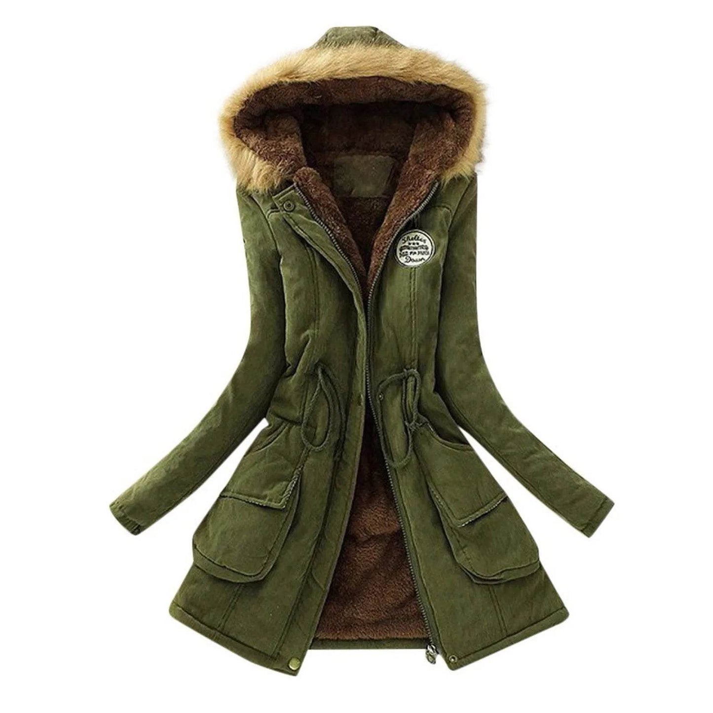 Women's Plus Size Warm Hooded Parka - Fleece Lined Mid-Length Jacket - Buy Center US