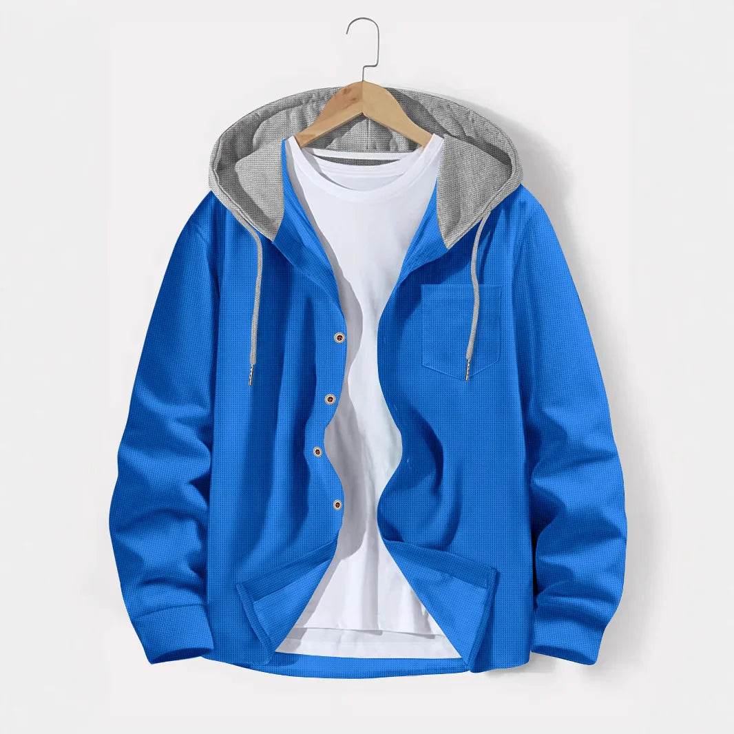BOILEN HENG XIN Men’s Hooded Cardigan - Casual Waffle Knit Coat - Buy Center US