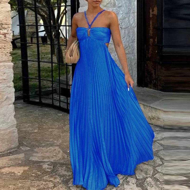 ELSVIOSE Sleeveless High Waist A-Line Holiday Dress - Summer Chic - Buy Center US