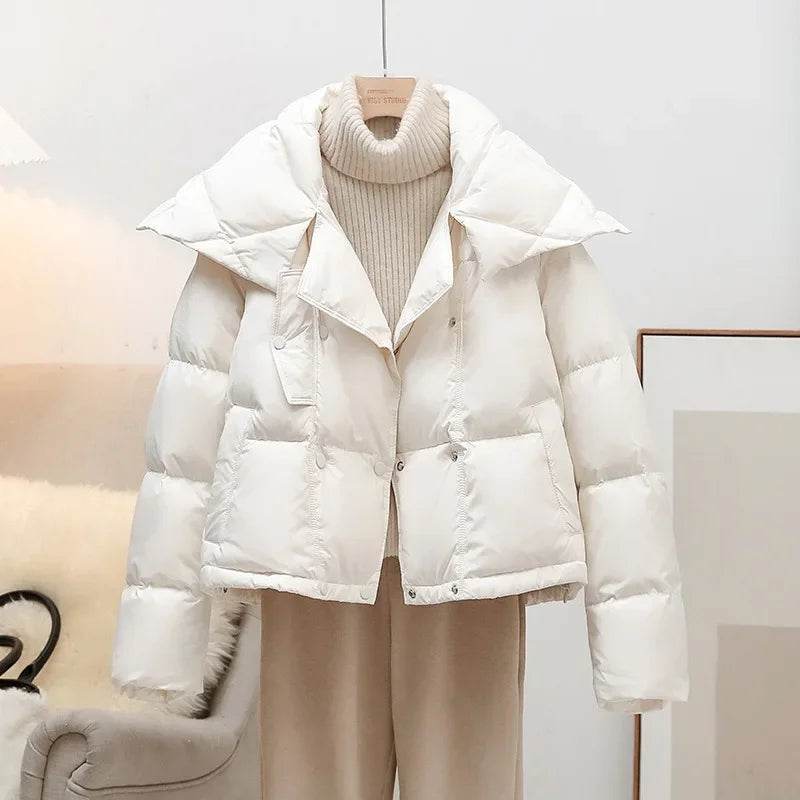 Women's Thickened White Duck Down Coat - Double Breasted Winter Style - Buy Center US