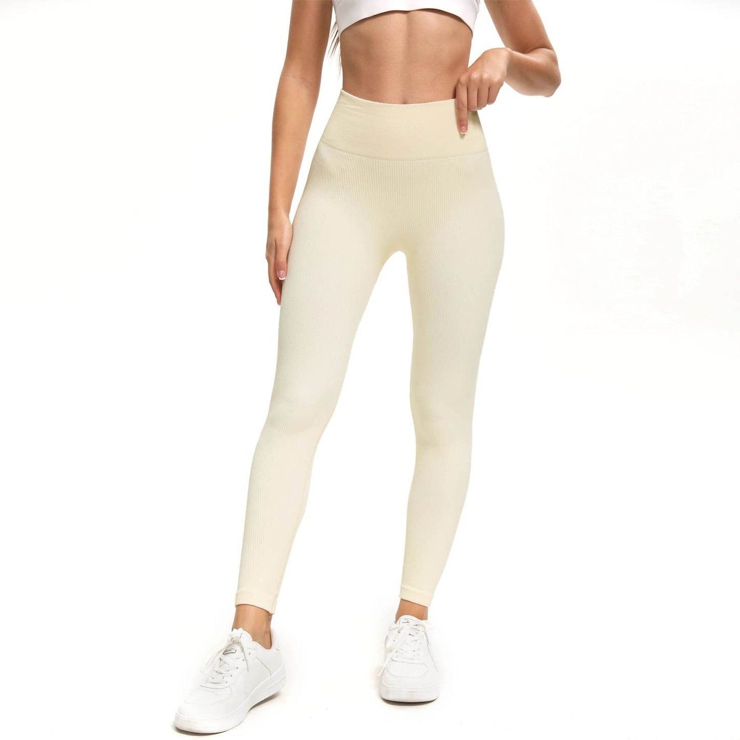 High Waist Ribbed Seamless Yoga Pants - Women's Gym Leggings - Buy Center US