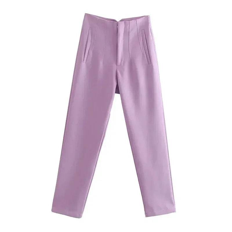 TRAF Women's High Waist Trousers - Formal & Casual Cropped Pants - Buy Center US
