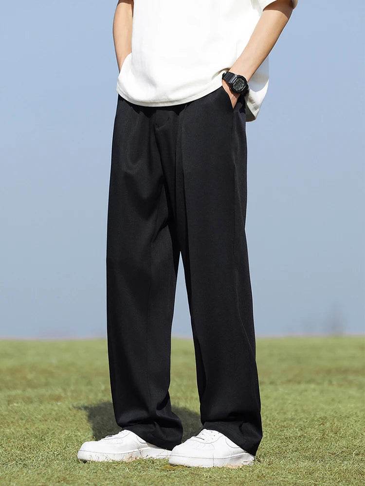 Lightweight Korean Men's Loose Slacks - Elastic Waist for Comfort - Buy Center US