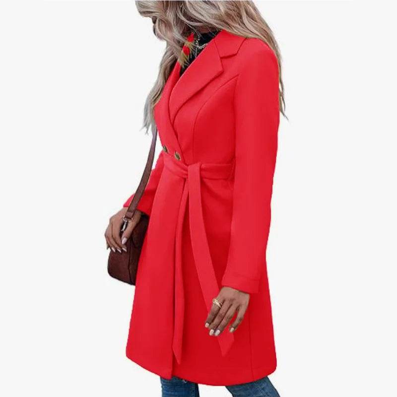 RVHSW Women's One Button Woolen Belt Coat - Elegant Streetwear Fall - Buy Center US