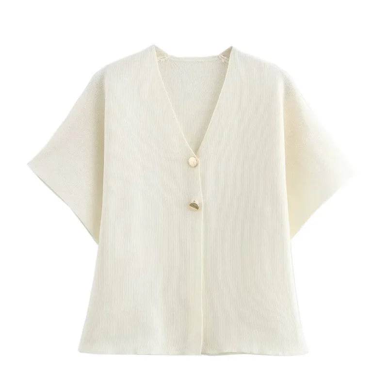 TRAF Women's Elegant Short Sleeve Jacket - Casual Knit Outerwear - Buy Center US