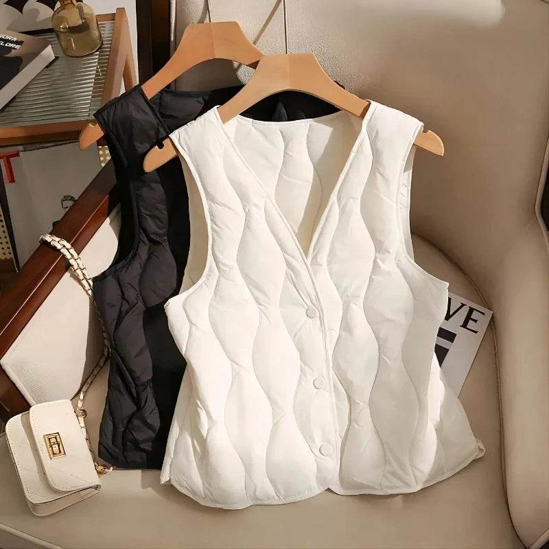 Women's Autumn Winter V-Neck Waistcoat Coat - Casual and Warm - Buy Center US