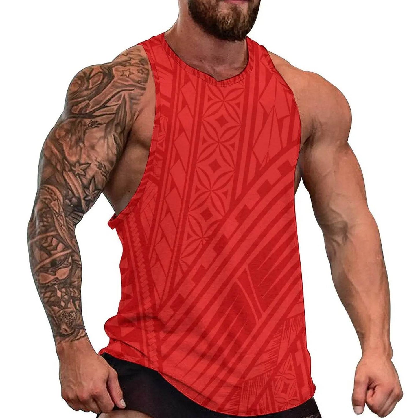 Samoan Men's Beach Vest - Polynesian Design for Summer Travel - Buy Center US
