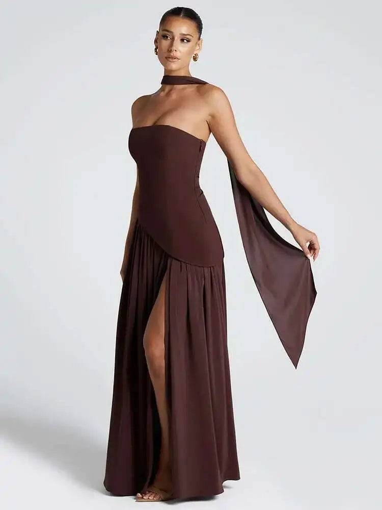 Mozision Strapless Off-Shoulder Maxi Dress - Sexy Club Party Gown - Buy Center US