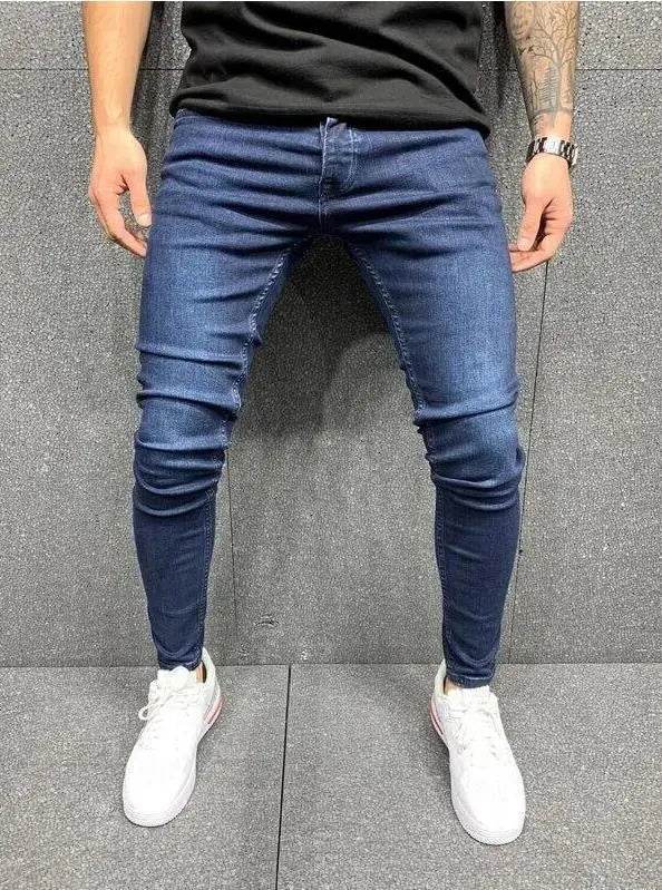 Men's Stretch Skinny Jeans - Grey Blue Black Hip Hop Denim Trousers - Buy Center US