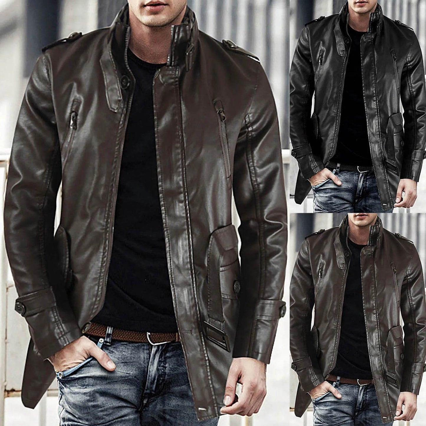 Men's Casual Leather Jacket - Waterproof, Tactical Windproof Coat - Buy Center US