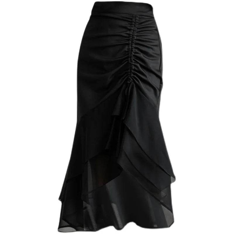 Seoulish High Waist Women’s Vintage Midi Skirt - Solid Color Style - Buy Center US