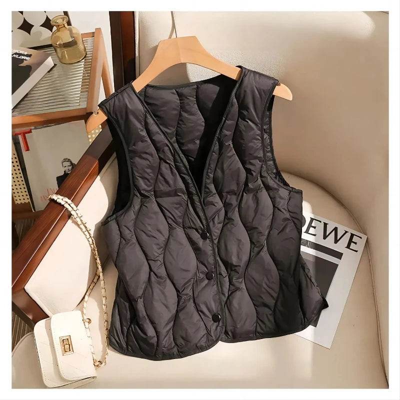 Women's Autumn Winter V-Neck Waistcoat Coat - Casual and Warm - Buy Center US