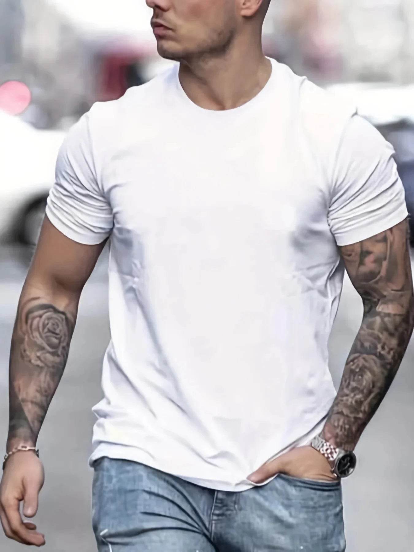 GUILAN Men's 100% Cotton Slim Fit T-Shirt - Breathable Round Neck Style - Buy Center US