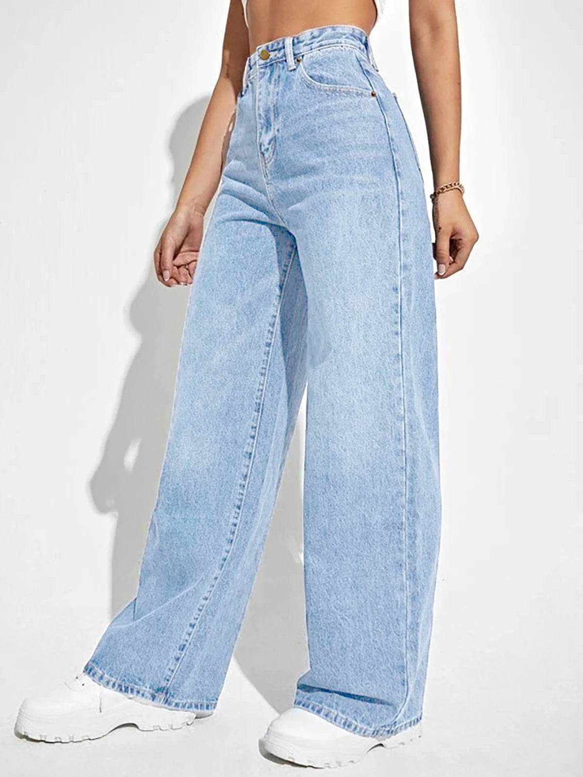 LEEYOVEE Women's High Waist Denim Wide Leg Pants - Casual Fit - Buy Center US