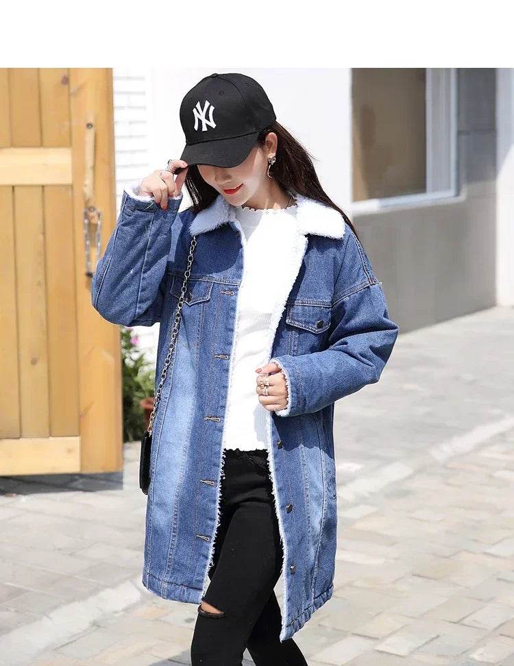 Kalenmos Women’s Denim Coat - Mid-Length Casual Maxi Jacket - Buy Center US