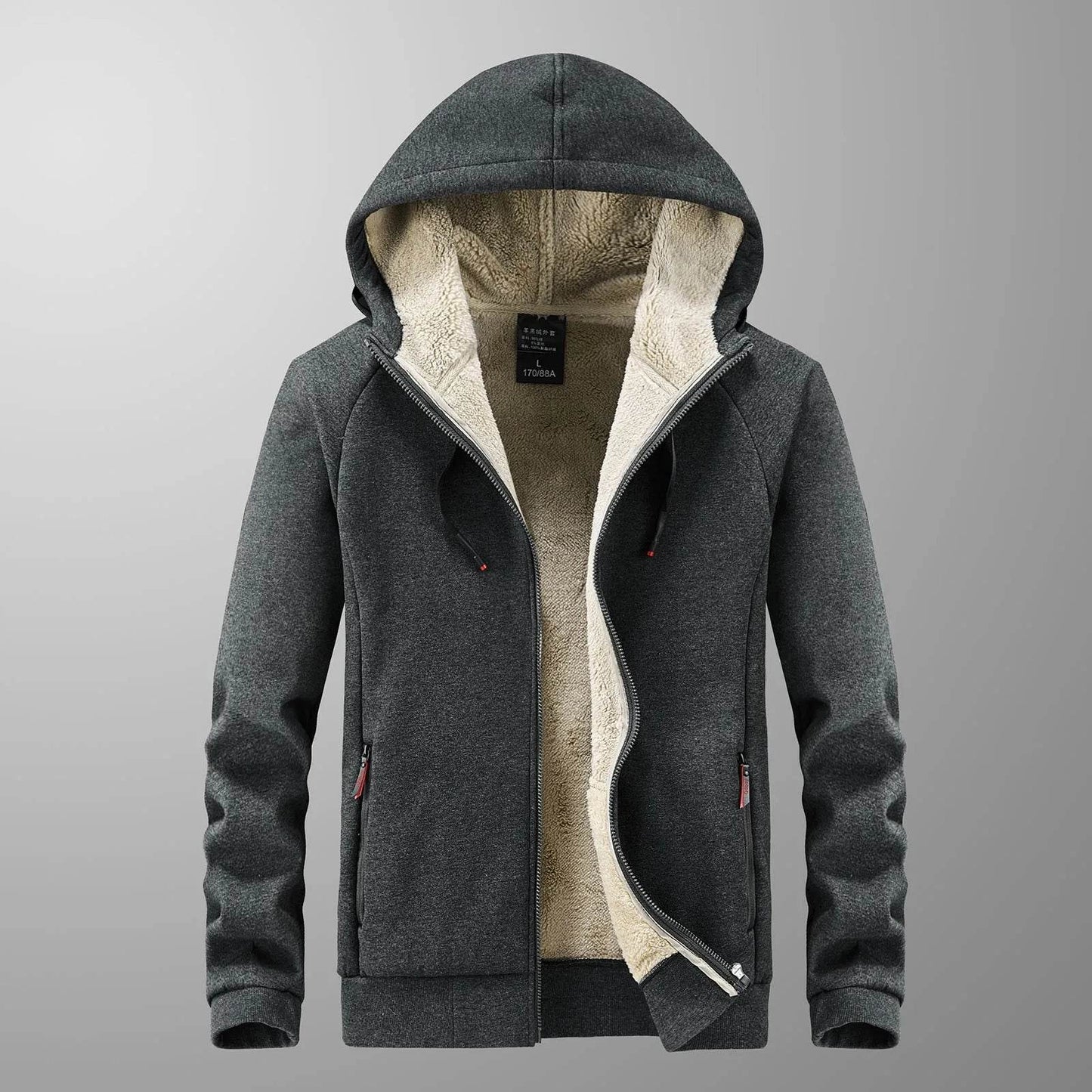 Men’s Padded Hooded Cardigan - Thickened Lamb Wool for Fall & Winter - Buy Center US