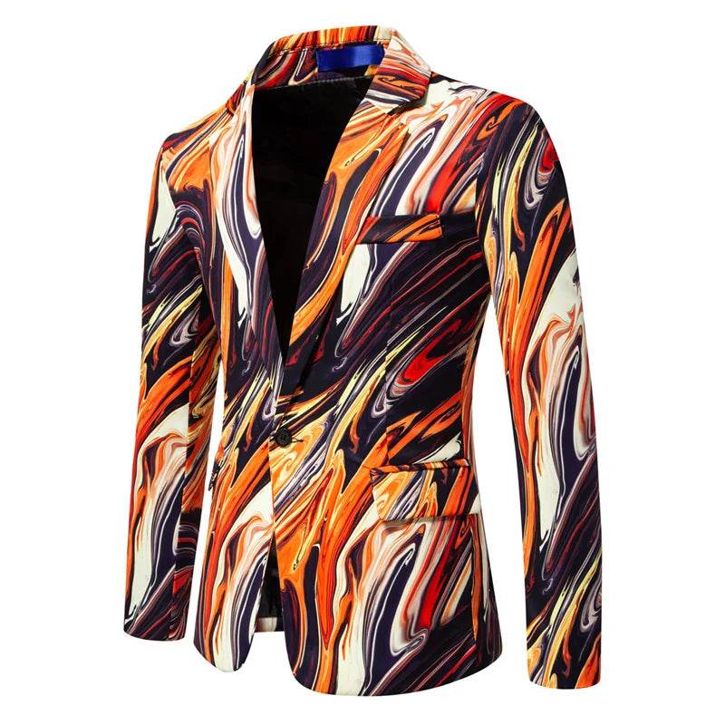 Qj Cinga Fashion 3D Printed Blazers for Men - Stylish Dance Party Jacket - Buy Center US