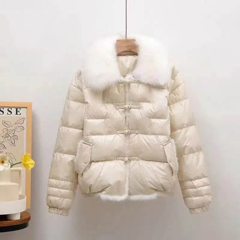 Vintage White Duck Down Parka - Women's Warm Puffer Coat 2024 - Buy Center US