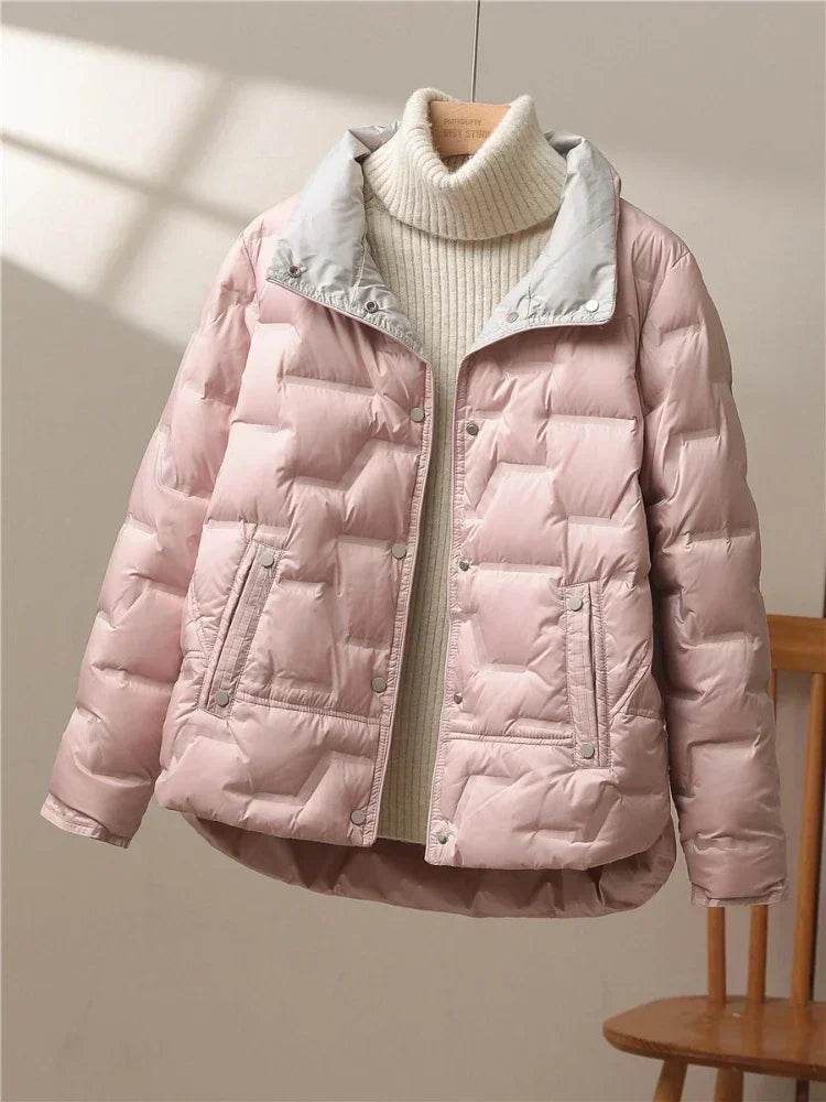Women’s Casual Light Puffer Parka - Thick White Duck Down Coat - Buy Center US