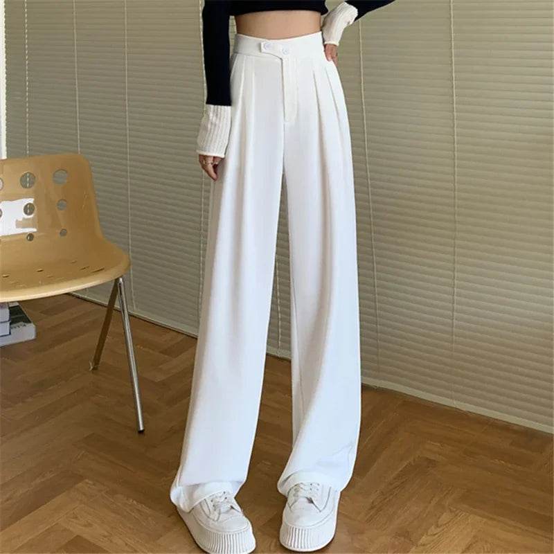 2024 Women's High Waist Wide Leg Trousers - Elegant Minimalist Pants - Buy Center US