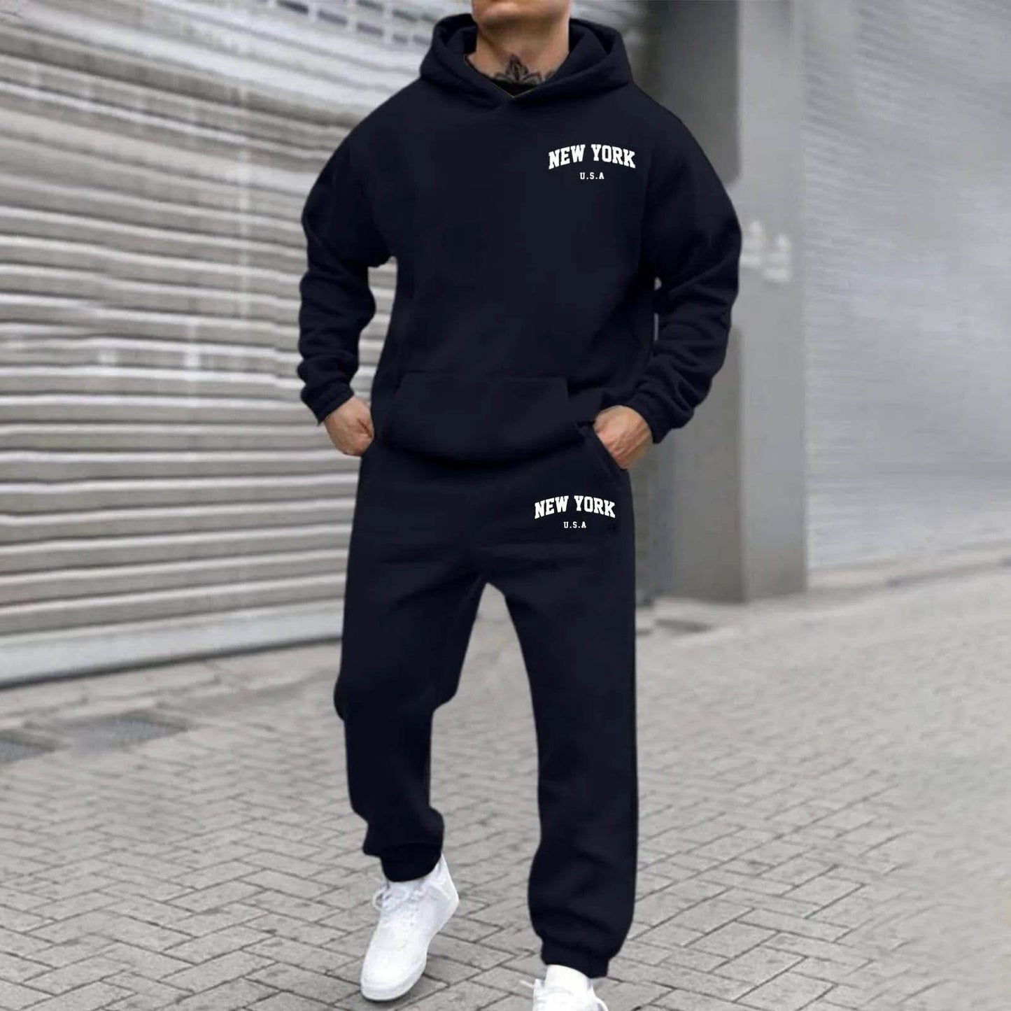 Oversize Men's Tracksuit Set - Autumn Fashion Hooded Sweatshirt & Pants - Buy Center US