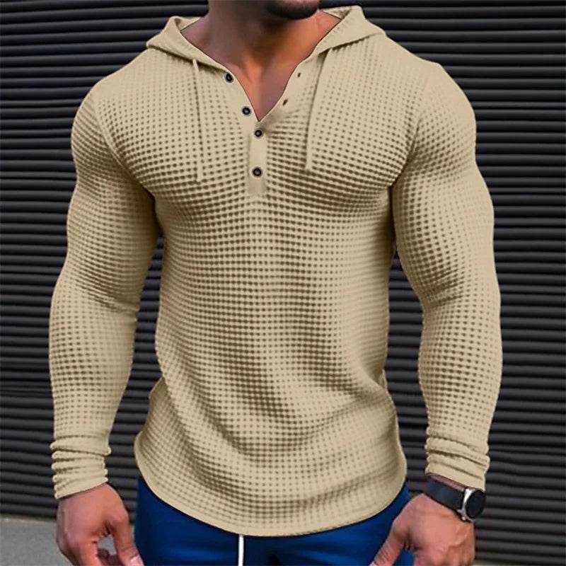 Men's Casual Long Sleeve Pullover Hoodie - Comfortable Solid Color Tops - Buy Center US