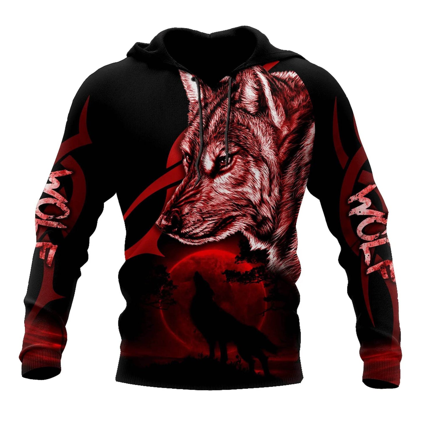 Retro Wolf Tattoo Vegvisir Hoodie - Black & White 3D Print for Men - Buy Center US