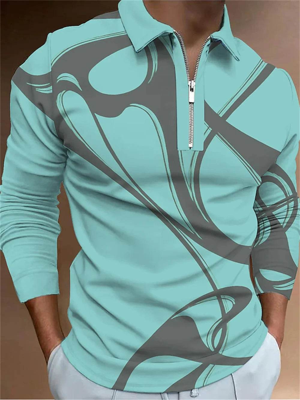 Vintage Black and White Striped Zipper Polo Shirt for Men - Summer Casual Style - Buy Center US