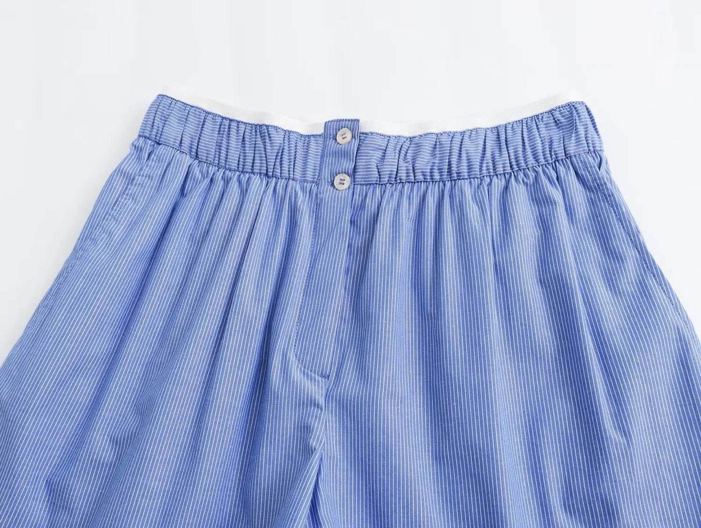2024 Summer Casual Striped Shirt & High Waist Shorts Set for Women - Buy Center US