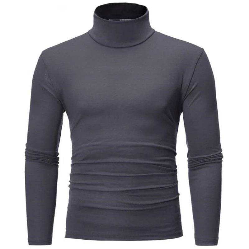 Bigsweety Men's Turtleneck Pullover - Solid Color Slim Fit for Spring - Buy Center US