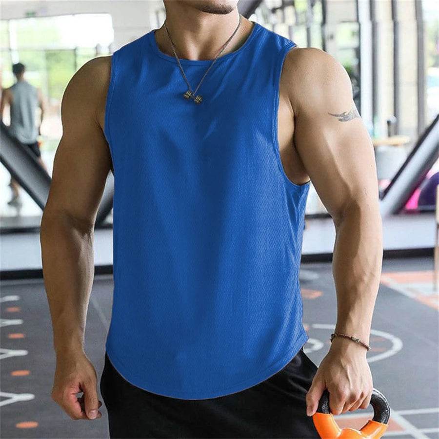 Men's Quick-Dry Tank Tops - Breathable Polyester Mesh for Fitness - Buy Center US