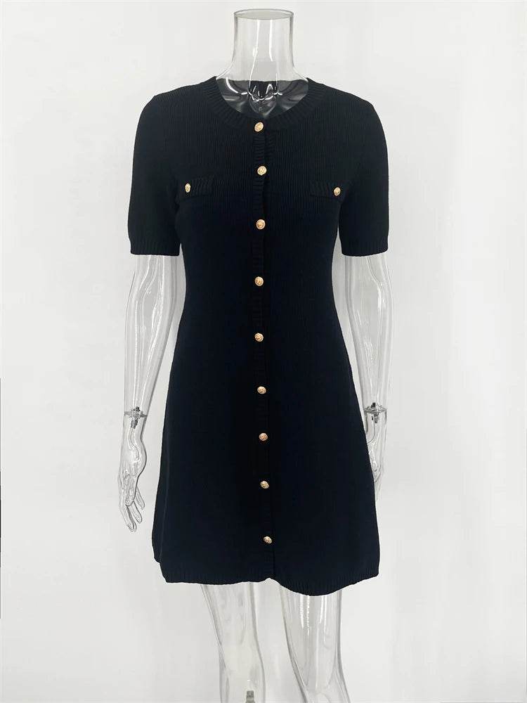 Trendix Elegant Knit Mini Dress - Slim High Waist Short Sleeve Style - Buy Center US