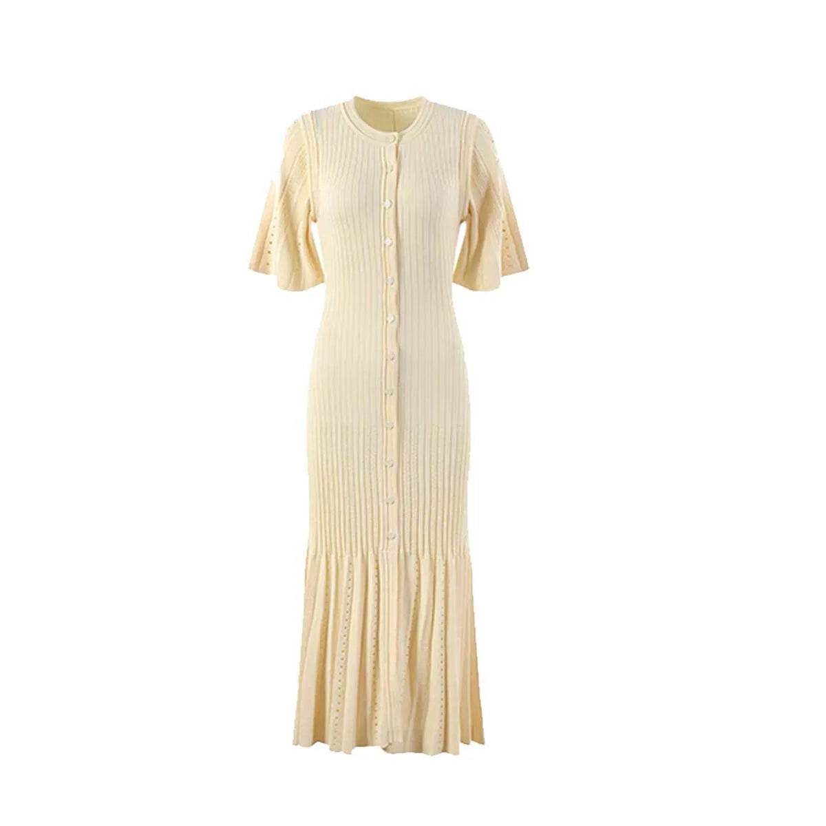 Elegant Summer Knitted Mermaid Dress - Cotton Blend A-Line Fashion - Buy Center US