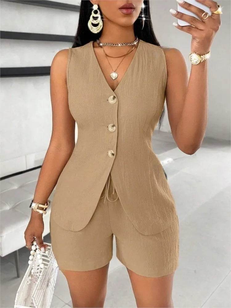 FUXIONGFU Women’s Summer Two-Piece Fashion Set - Elegant Office Look - Buy Center US