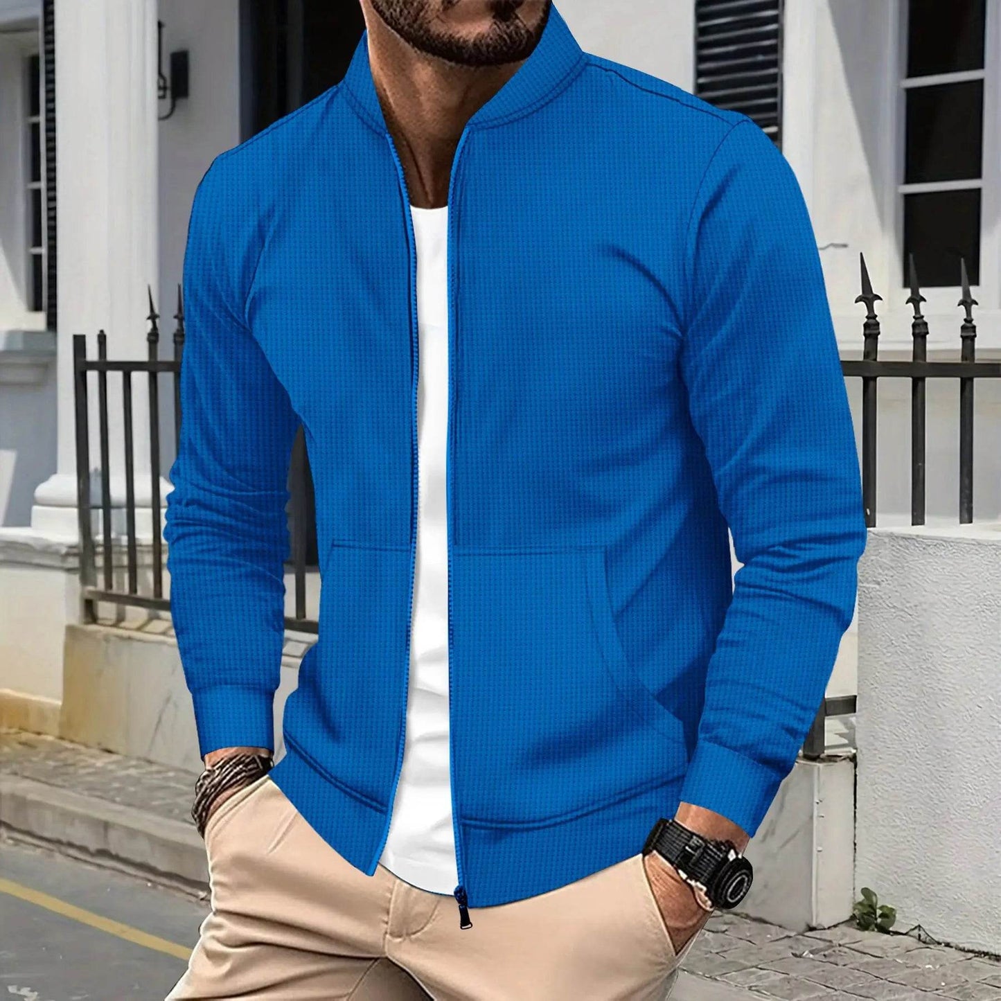 BOILEN Men's Waffle Zipper Baseball Jacket - Comfortable Outdoor Coat - Buy Center US